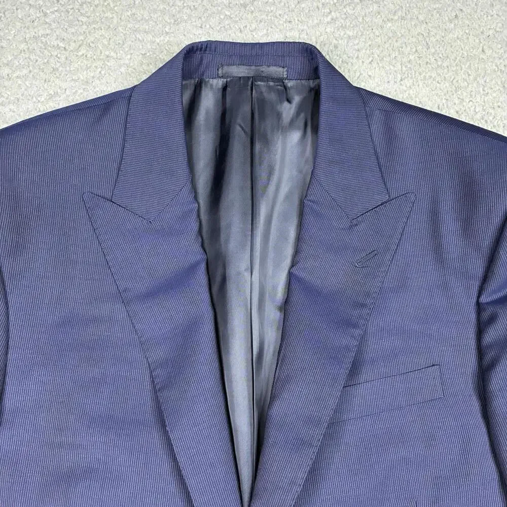 Ralph Lauren Black Label Pinstripe Wool Blazer Men's 42R Navy Blue Made In Italy